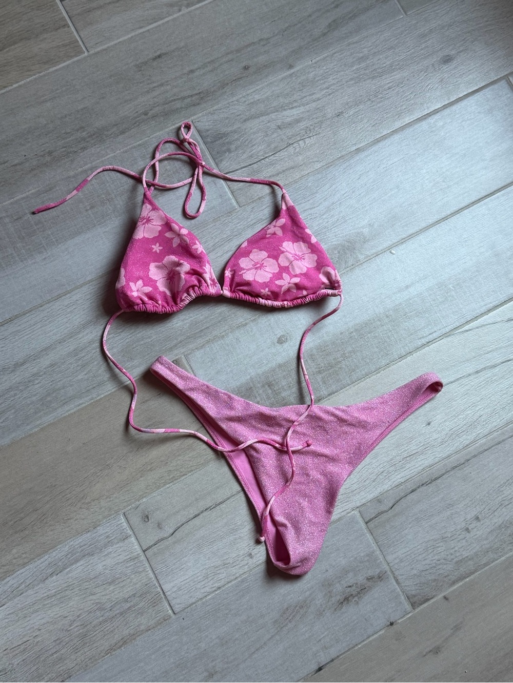 O'Neill Pink Floral Triangle Bikini Set
